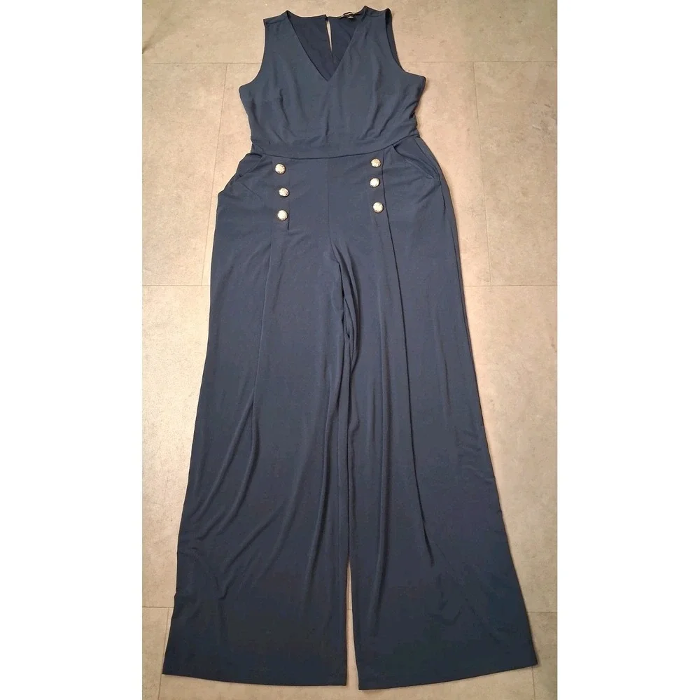 INC Jumpsuit Romper Large Wide Leg Workwear Office Brunch - Picture 2 of 12